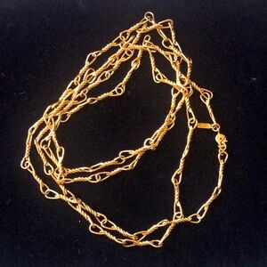 Vintage MONET  Gold Tone Twisted Link Wire Necklace, Long necklace
